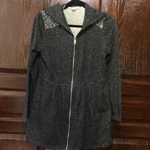 Boston Proper long sleeve tunic length sweatshirt jacket HOODY